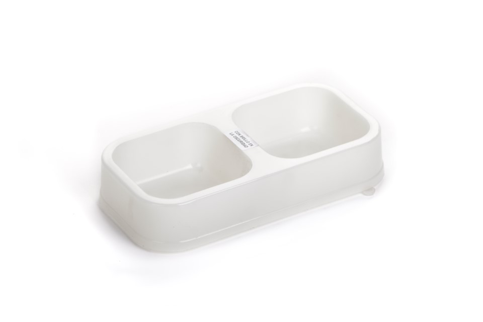 COMEDERO DOBLE RECTANGULAR BRILLA EN LA OSCURIDAD- PETS PLAST