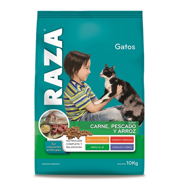 GATOS ADULTOS CARNE PESCADO ARROZ 10 KG. - RAZA