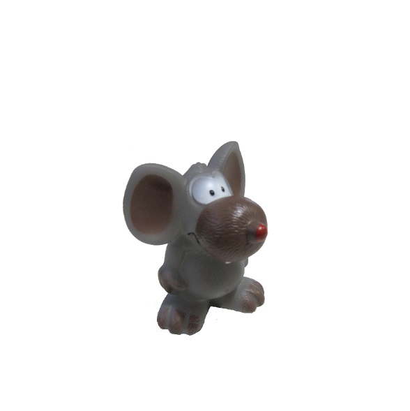 JUGUETE VINIL RATON GRIS CON CHIFLE - IMPORTADO