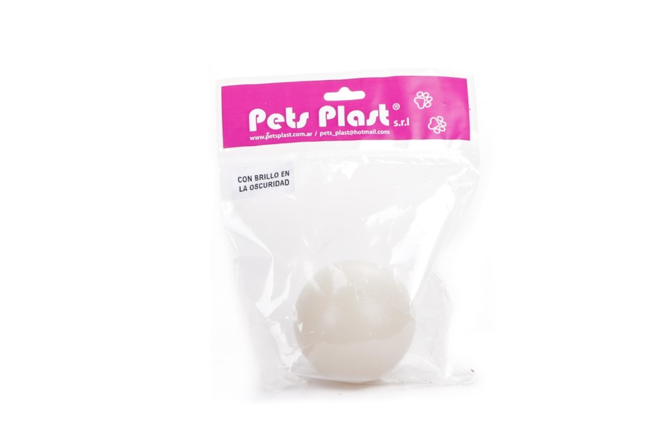 PELOTA DE PLASTICO BRILLA EN LA OSCURIDAD MEDIANA- PETS PLAST