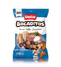 BOCADITOS CARNE POLLO Y CHOCOLATE X 100 GRS  GOLOCAN
