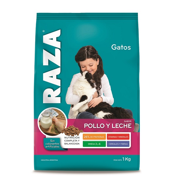 GATOS ADULTOS POLLO Y LECHE 16 UNID. X 1 KG - RAZA