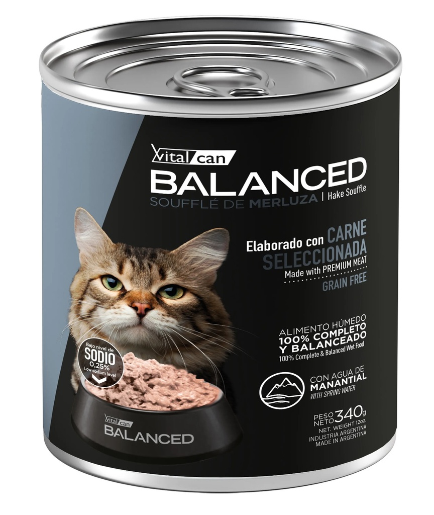 Balanced Souffle de Merluza Gato Senior 340g x 12u  