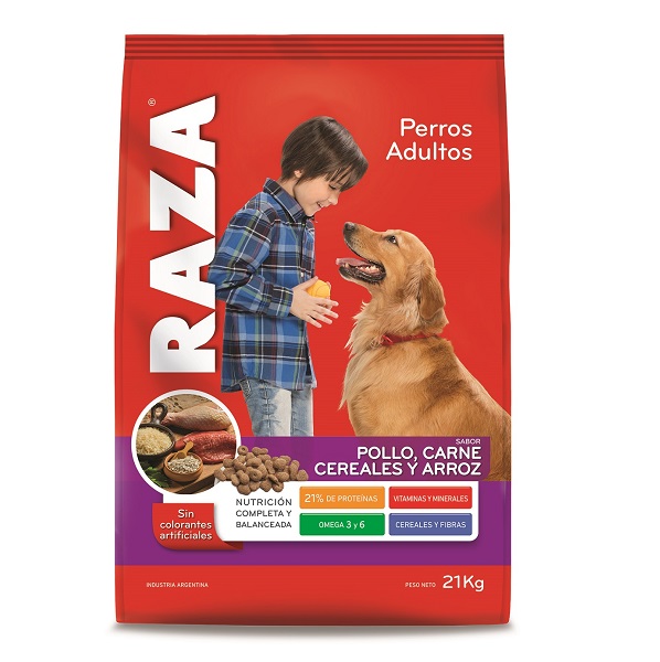 PERROS ADULTOS POLLO CARNE CEREALES ARROZ 21 KG - RAZA