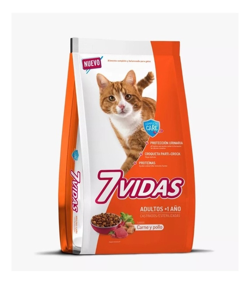 7 VIDAS Gatos Adultos Sabor Carne y Pollo x 10 Kg.