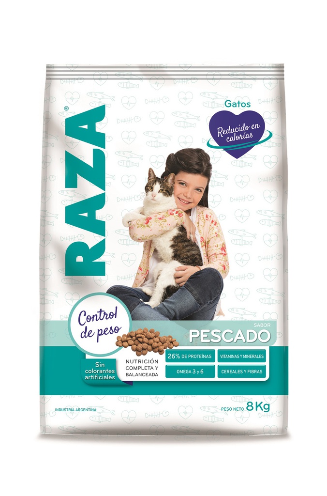 GATOS ADULTOS PESCADO REDUCIDO EN CALORIAS X 8 KG. - RAZA