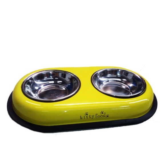 COMEDERO INOX.DOBLE COLOR KITTY FOOD 13CM - MILLEX