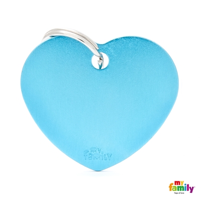 MEDALLA BASIC BIG HEART ALUMINUM LIGHT BLUE MFB65 - MY FAMILY