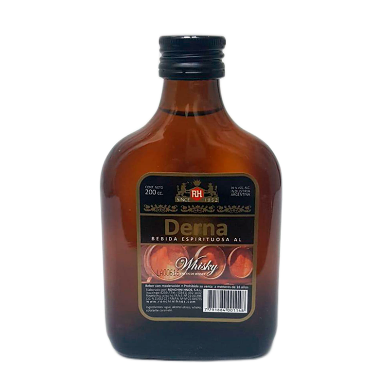 PETACA LICOR DERNA WHISKY 12X200cc        