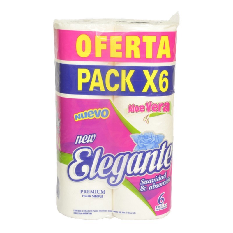 PAPEL HIGIENICO ELEGANTE C/ALOE 12X6X30MTS         