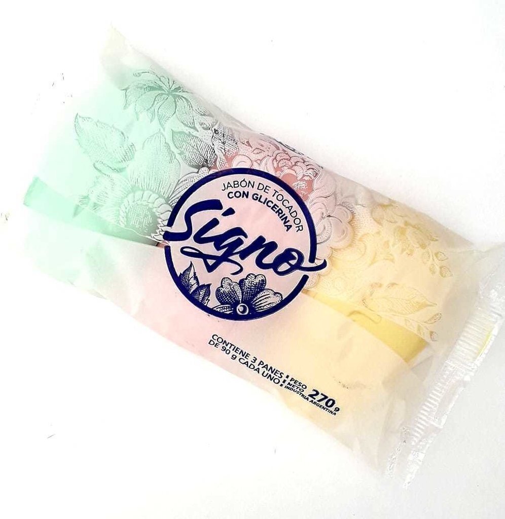 JABON DE TOCADOR SIGNO TRICOLOR 35X3X90GS